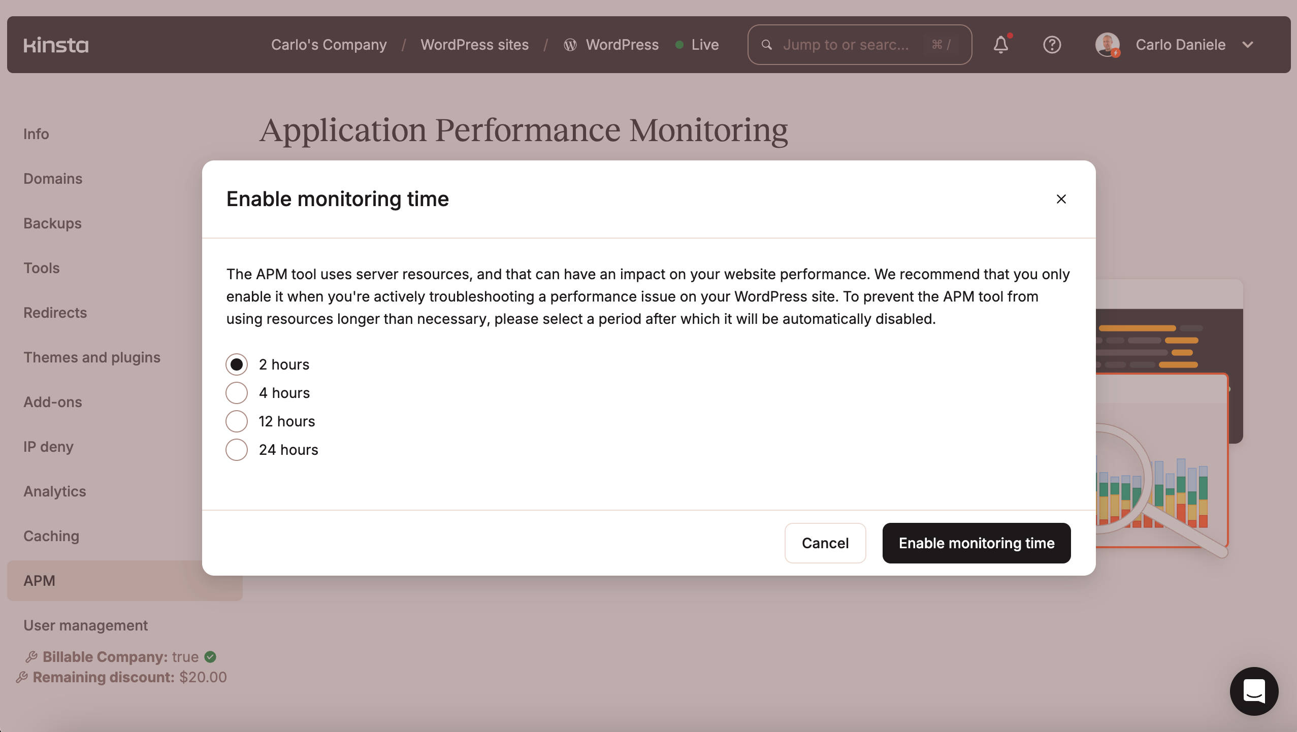 Select monitoring time