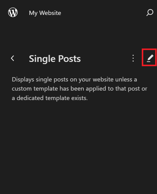 Editing the Single Posts template in the WordPress template editor