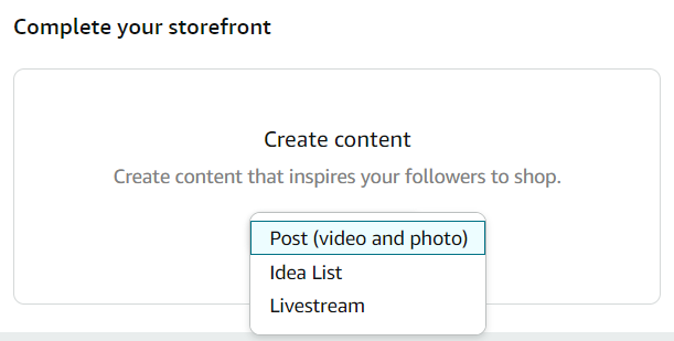 Amazon storefront create content