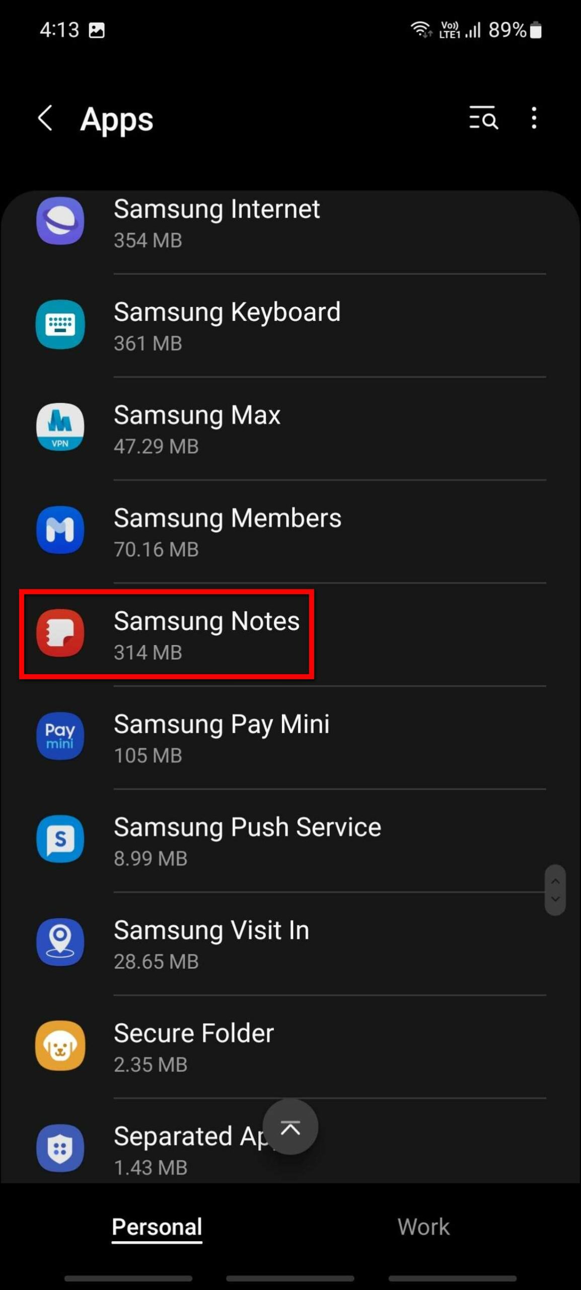 fix samsung notes crashing