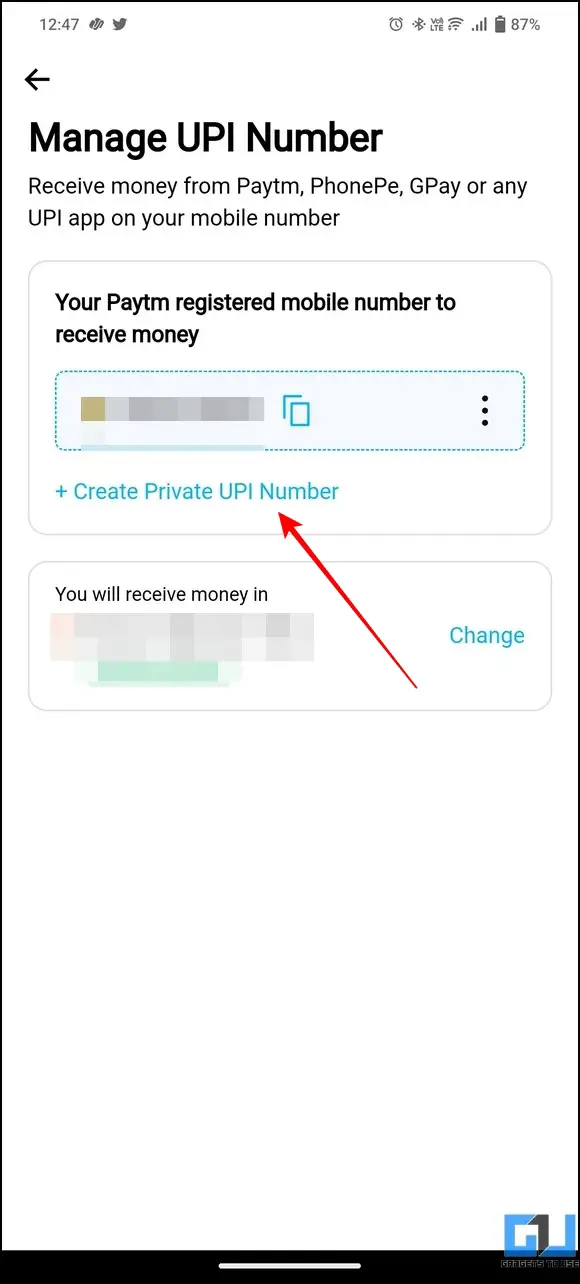 Create Private UPI Number