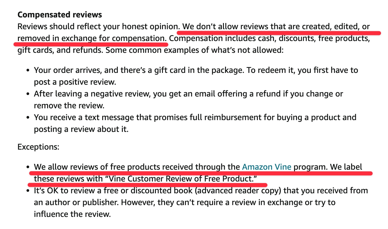 amazon review compensation guidelines