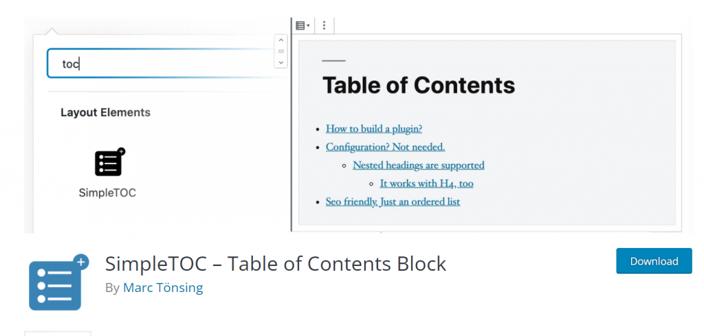 Table of Contents Plus plugin banner