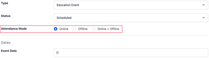 Specifying Attendance Mode in AIOSEO Schema