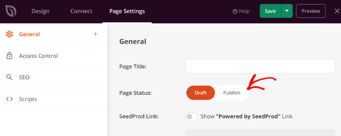 Enter page title and publish