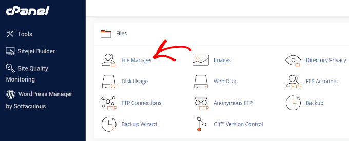 File manager in cPanel