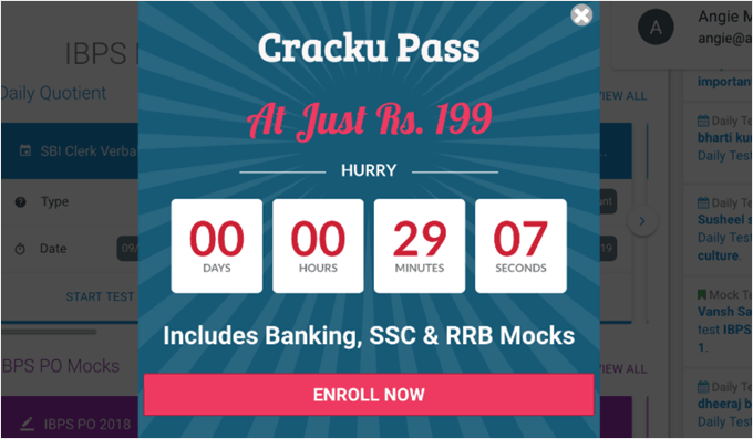 Cracku's countdown timer