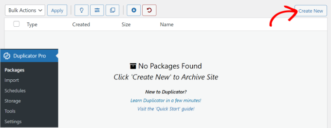 How to create a backup package using Duplicator