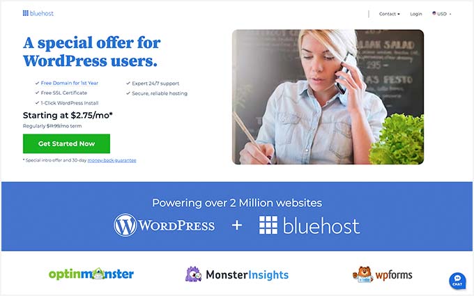 Bluehost offer for WPBeginner readers